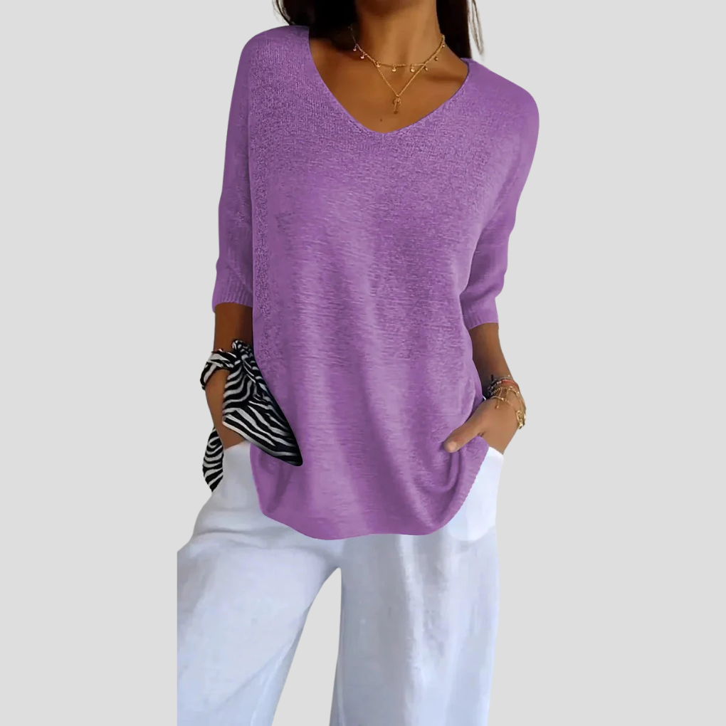 Top in maglia con scollo a V da donna