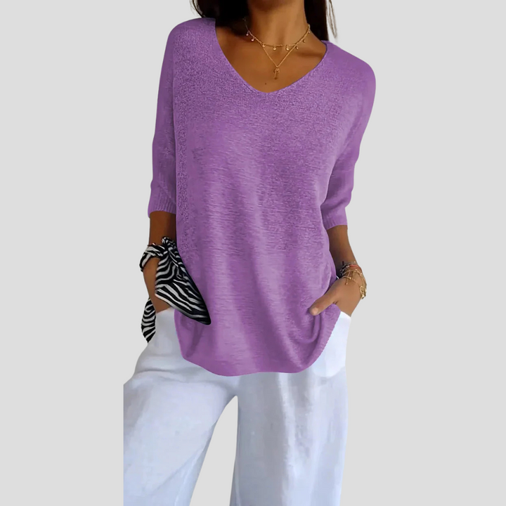 Top in maglia con scollo a V da donna
