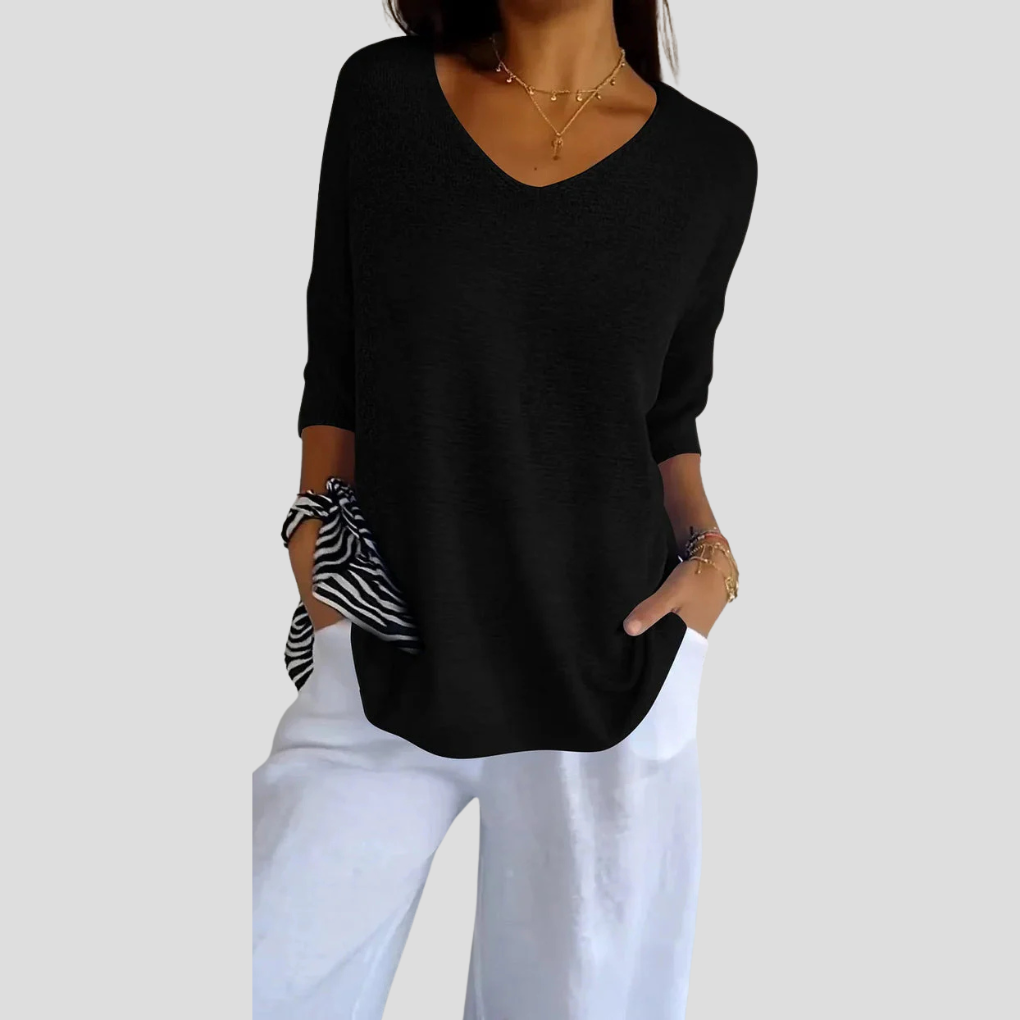 Top in maglia con scollo a V da donna