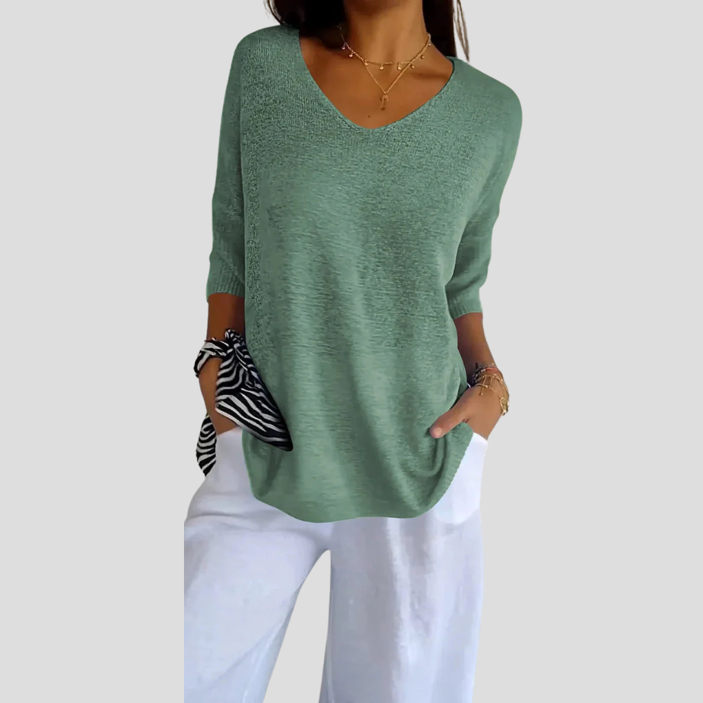 Top in maglia con scollo a V da donna