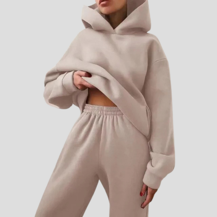 Completo felpa con cappuccio e pantaloni da jogging da donna