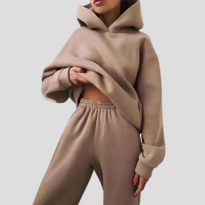Completo felpa con cappuccio e pantaloni da jogging da donna