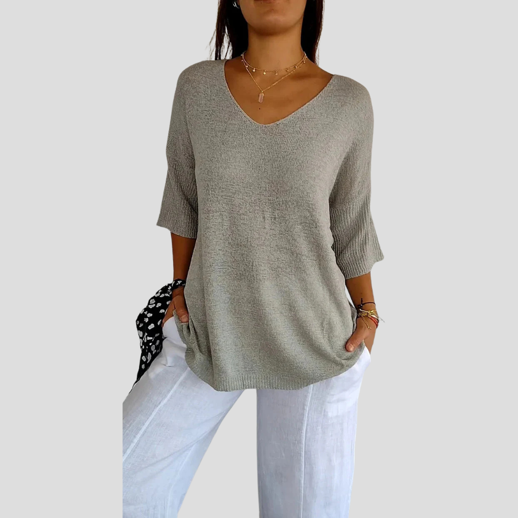 Top in maglia con scollo a V da donna