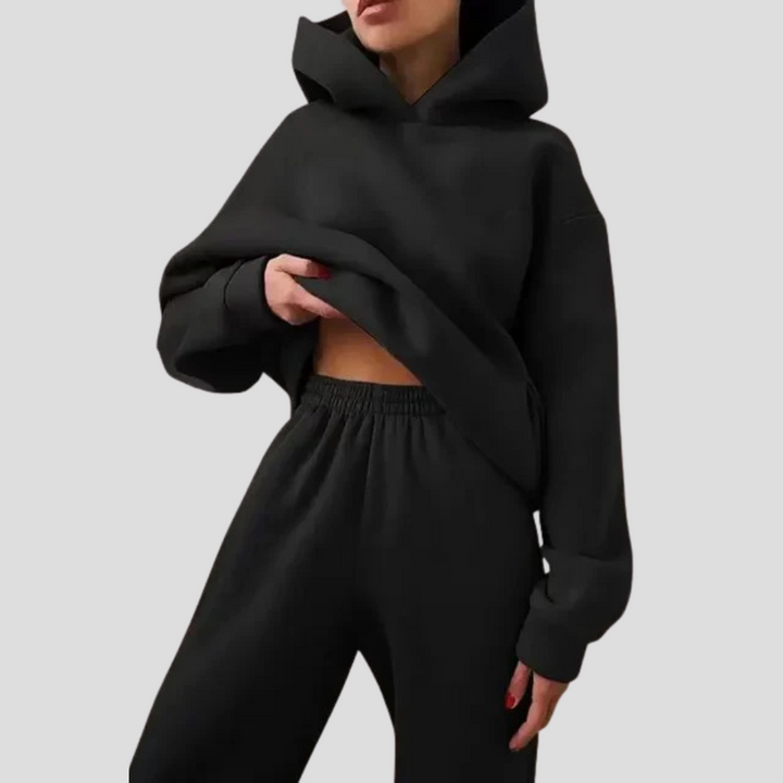 Completo felpa con cappuccio e pantaloni da jogging da donna