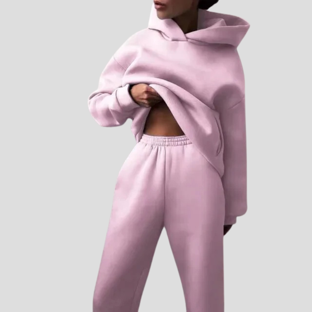 Completo felpa con cappuccio e pantaloni da jogging da donna