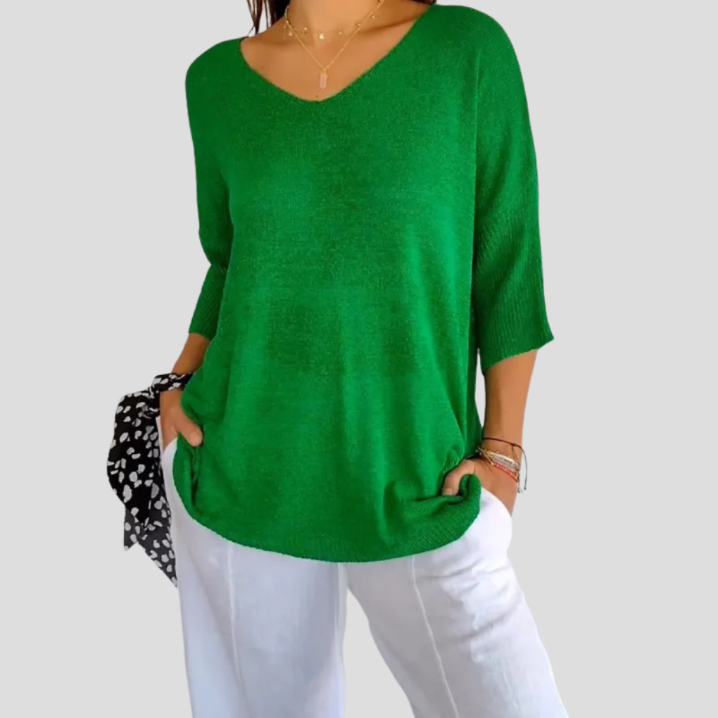 Top in maglia con scollo a V da donna