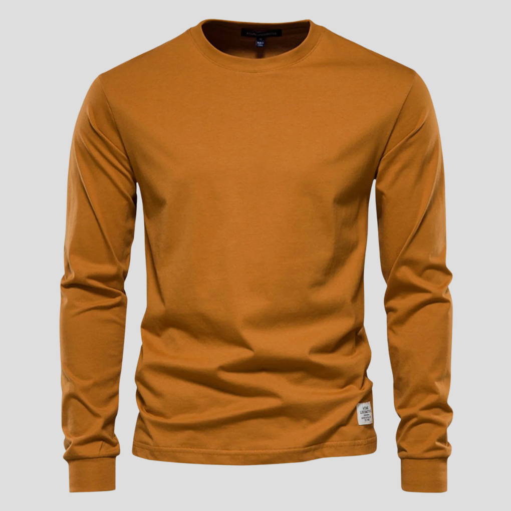 Camicia da uomo a maniche lunghe e scollo tondo – Stile classico per tutti i giorni