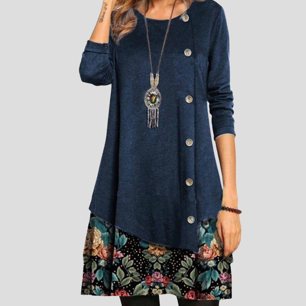 Mini abito da donna con bottoni floreali