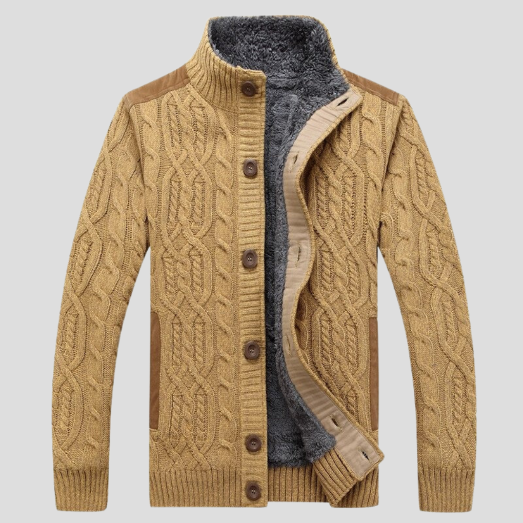 Cardigan foderato in peluche da uomo
