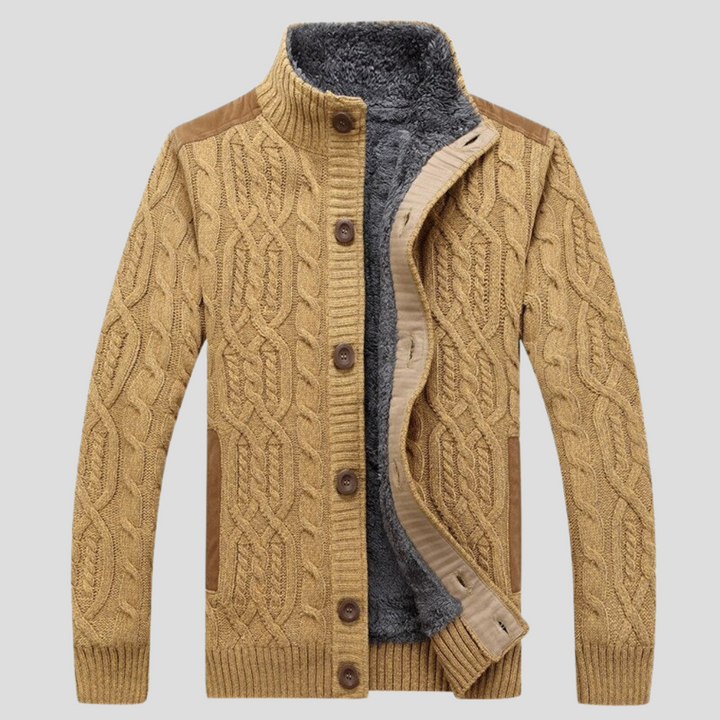 Cardigan foderato in peluche da uomo