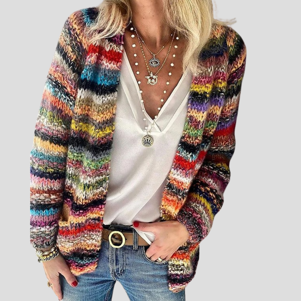 Maglia lunga con stampa a righe da donna