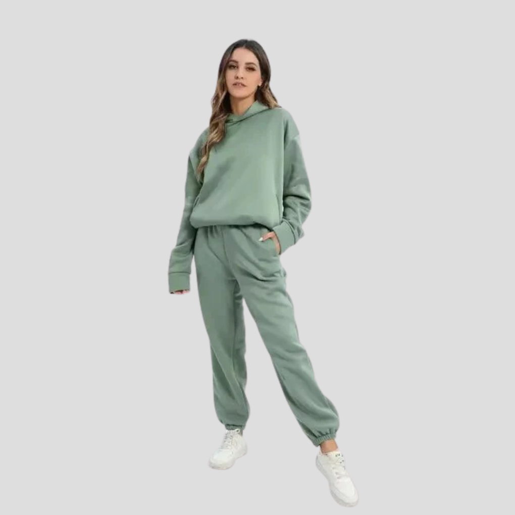 Completo felpa con cappuccio e pantaloni da jogging da donna
