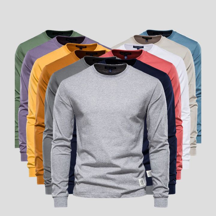 Camicia da uomo a maniche lunghe e scollo tondo – Stile classico per tutti i giorni