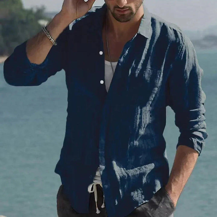 Camicia vintage in lino tinta unita