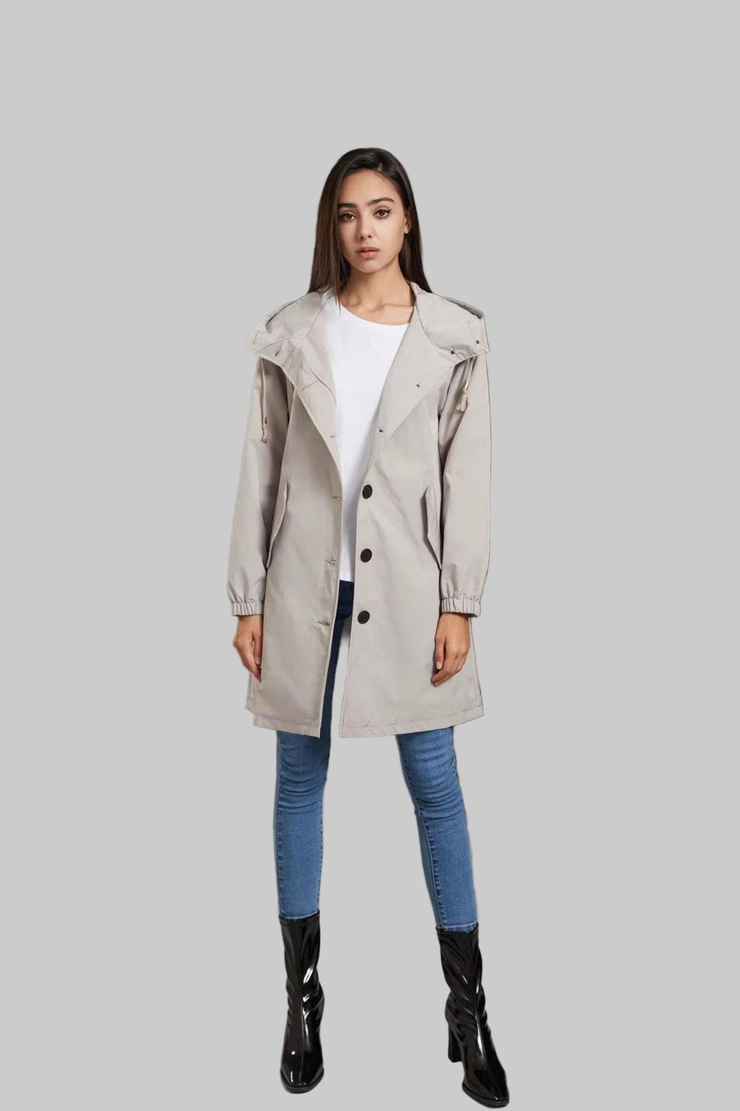 Trench antipioggia con cappuccio da donna