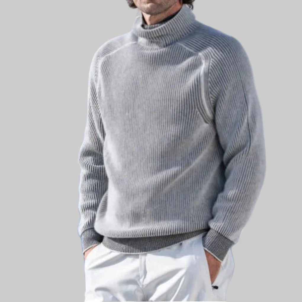 Maglione dolcevita da uomo elegante in maglia tinta unita