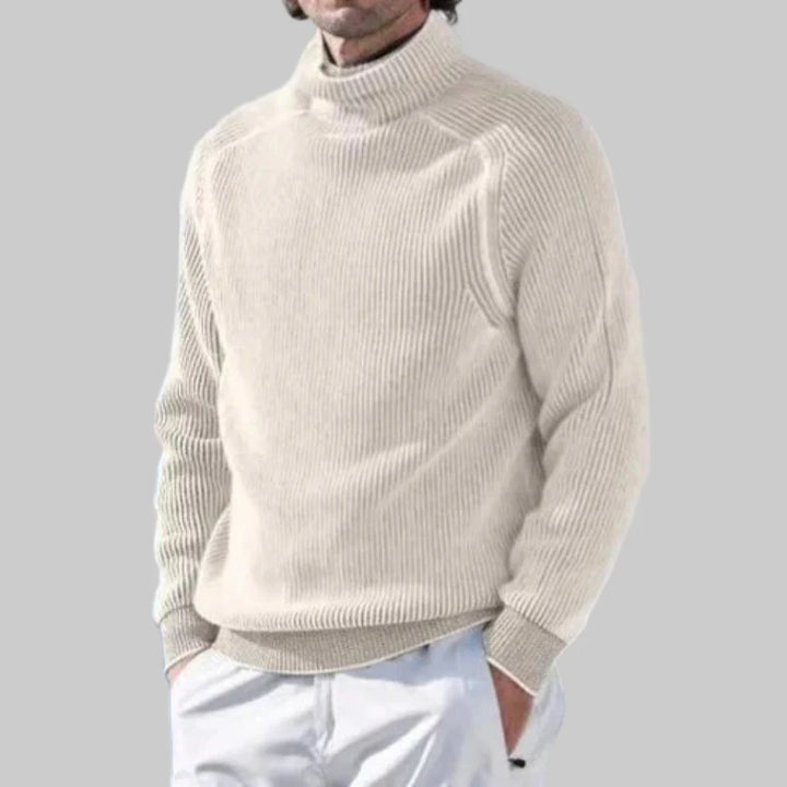 Maglione dolcevita da uomo elegante in maglia tinta unita