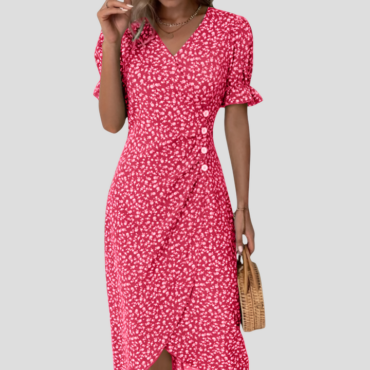 Abito midi elegante a fiori da donna