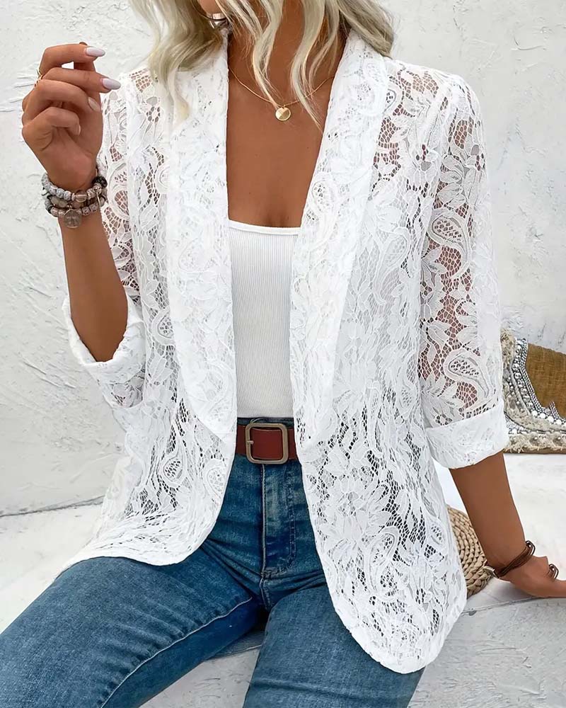 Elegante blazer con bordi in pizzo