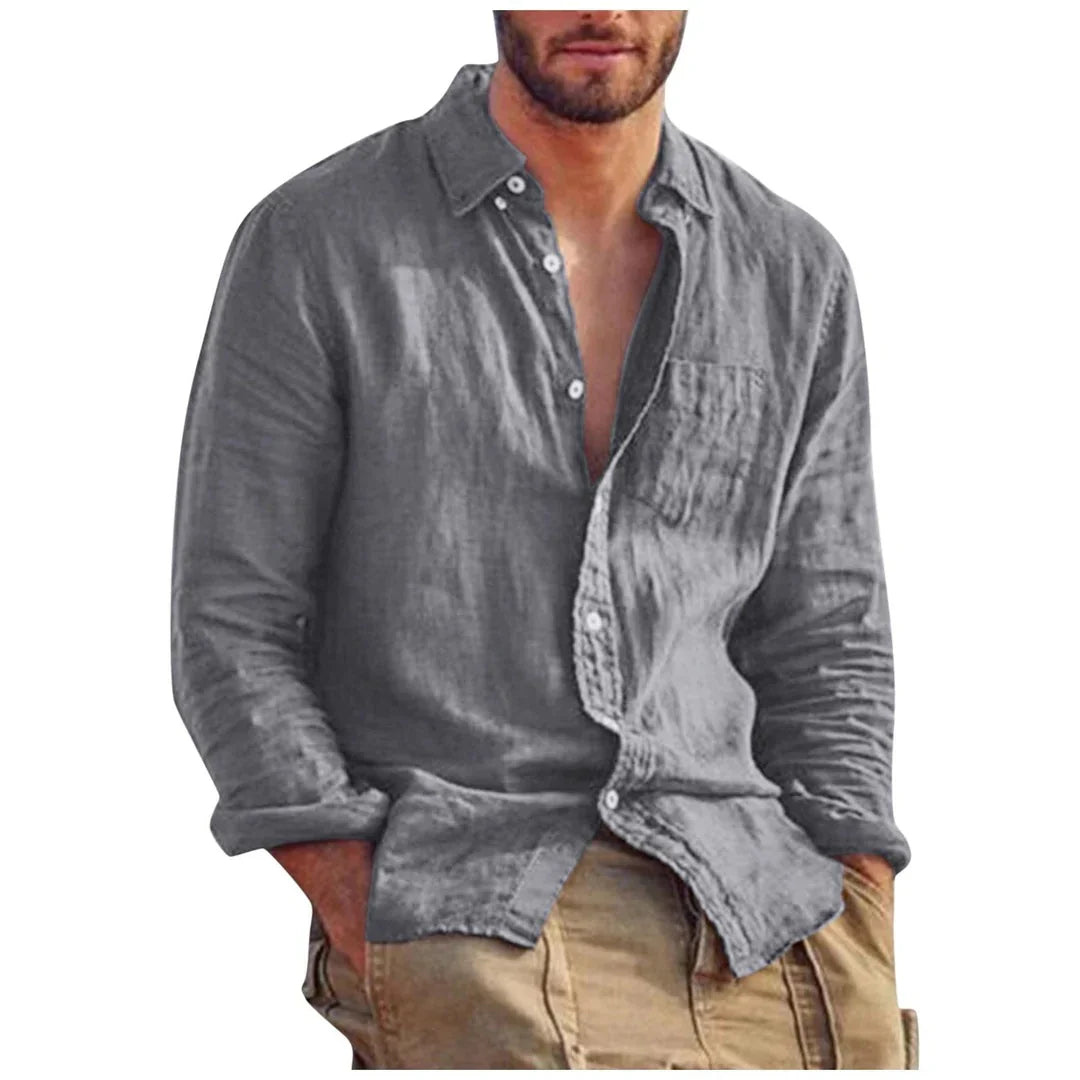 Camicia vintage in lino tinta unita