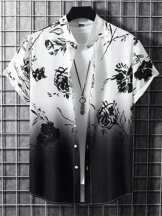 Camicia hawaiana con stampa floreale 3D