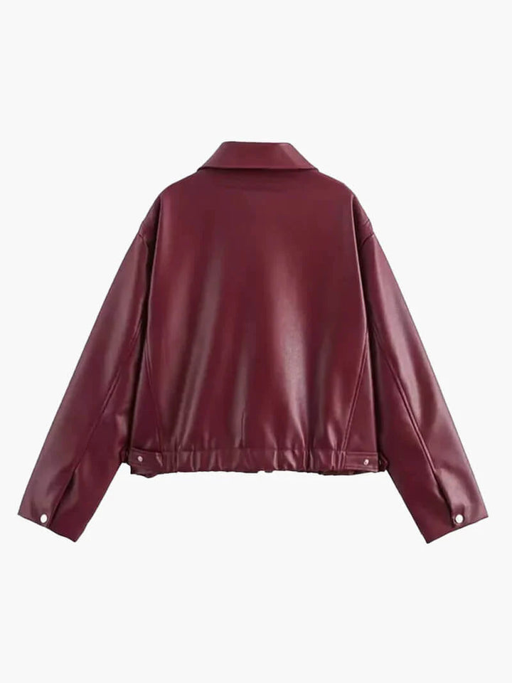 Giacca da donna in ecopelle bordeaux