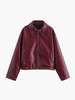 Giacca da donna in ecopelle bordeaux