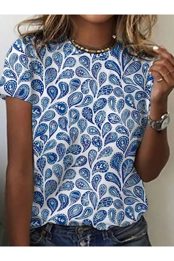 Maglietta da donna con stampa blu