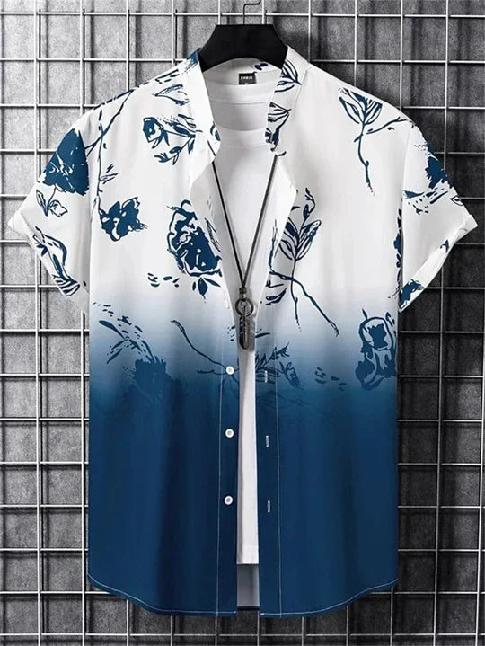 Camicia hawaiana con stampa floreale 3D