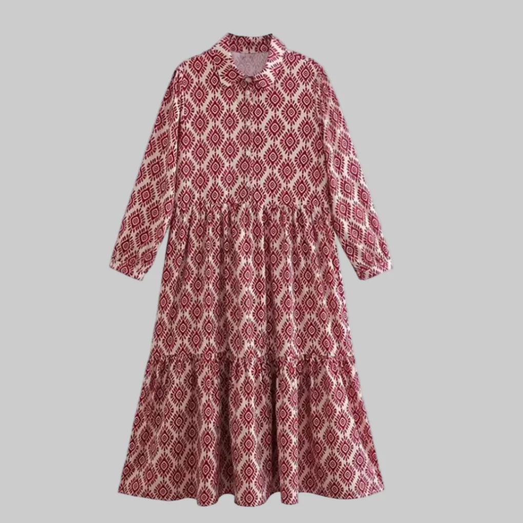 Abito geometrico a maniche lunghe da donna