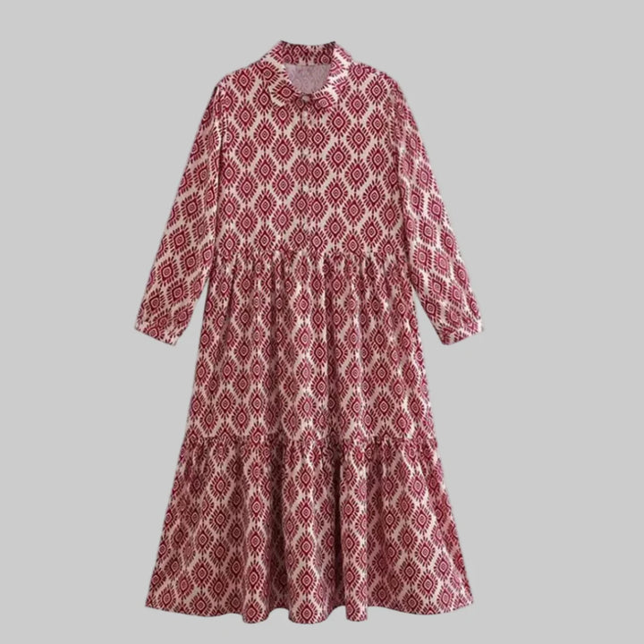 Abito geometrico a maniche lunghe da donna