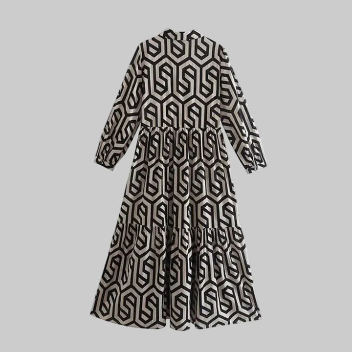 Abito geometrico a maniche lunghe da donna