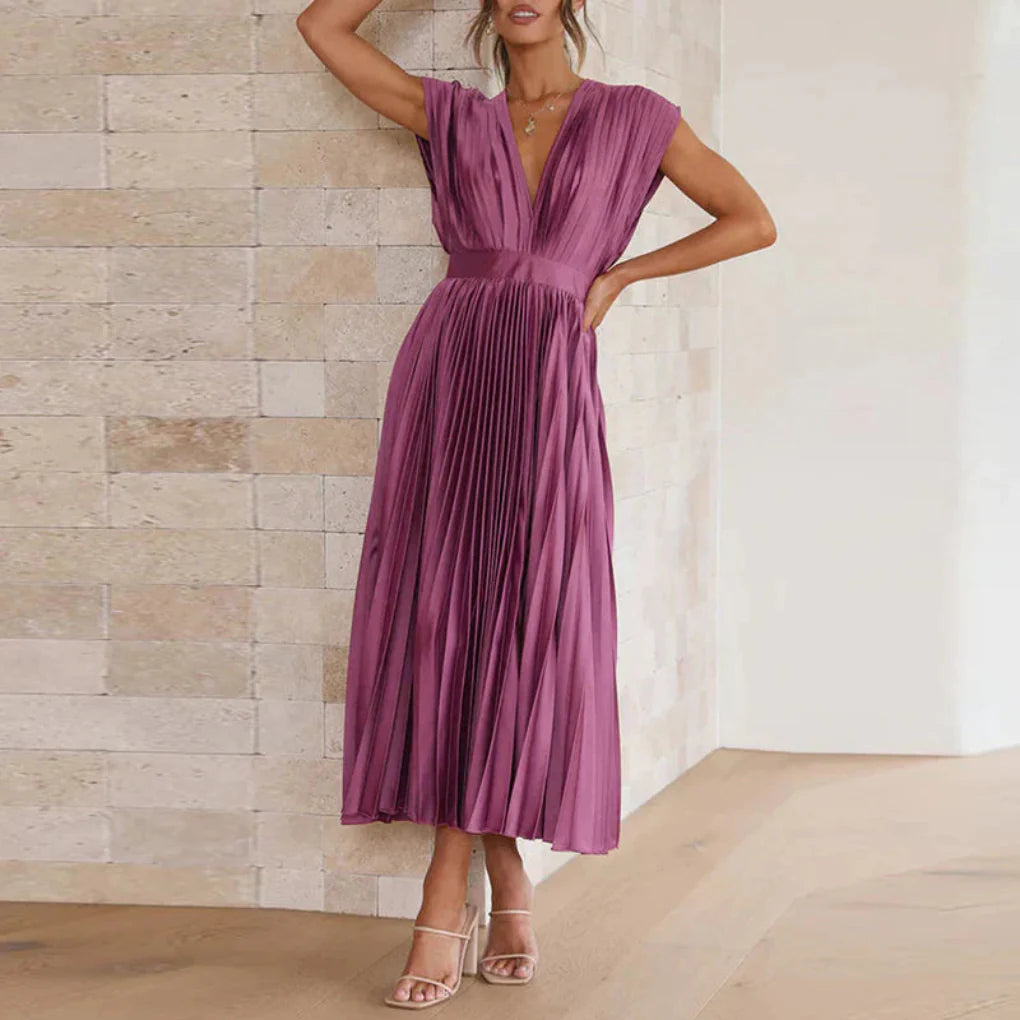 Abito moderno senza maniche con scollo a V da donna