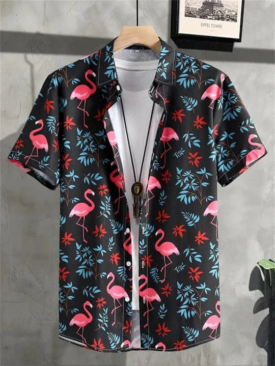 Camicia hawaiana con stampa floreale 3D