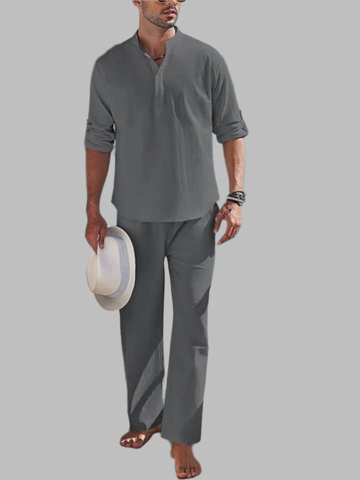 Set da uomo in lino e cotone italiano, 2 pezzi