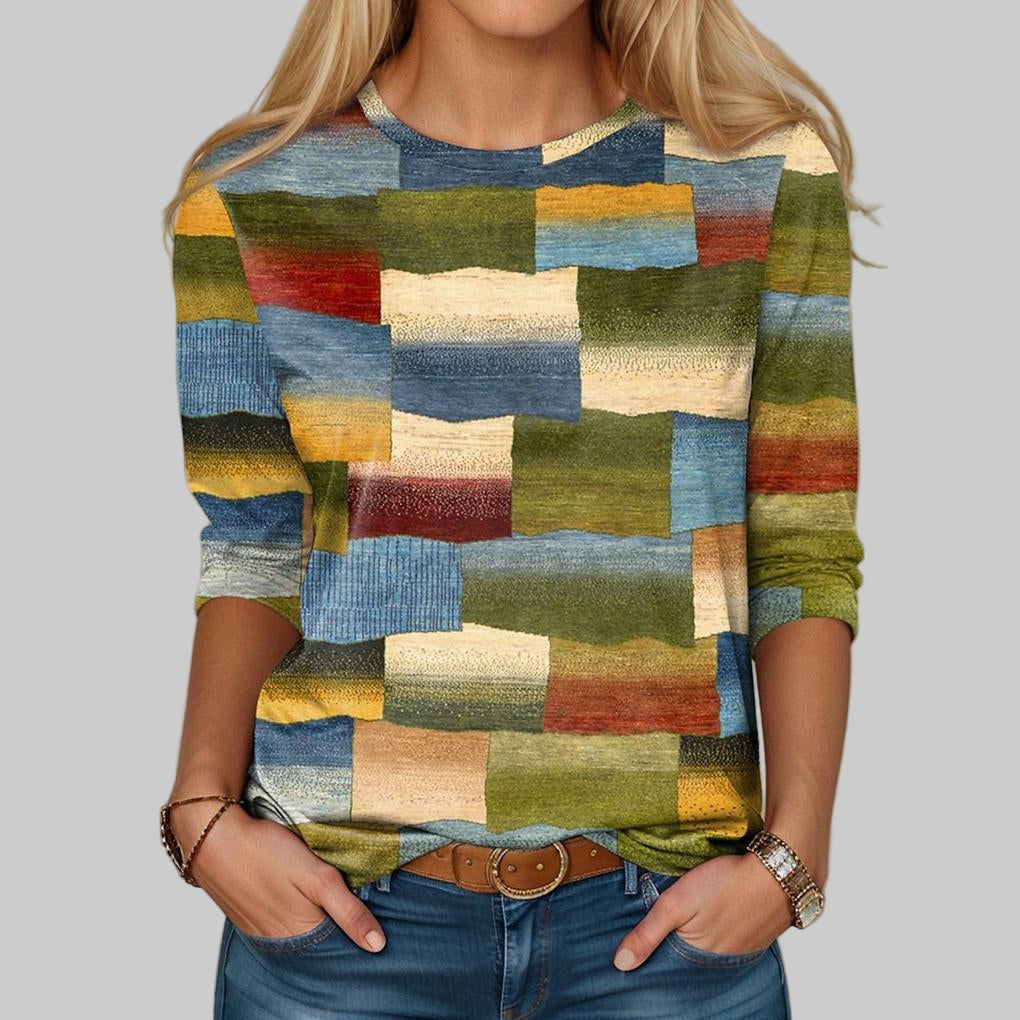 Maglietta girocollo con blocchi multicolori