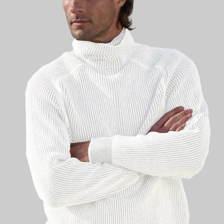 Maglione dolcevita da uomo elegante in maglia tinta unita