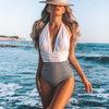 Costume intero da spiaggia estivo plissettato sexy da donna