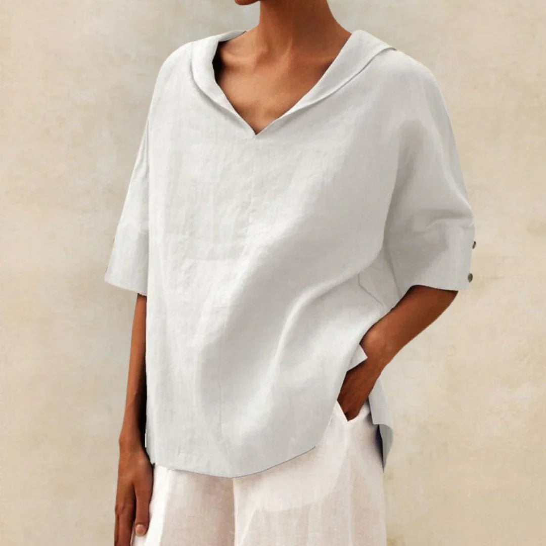 Camicia estiva essenziale in lino da donna