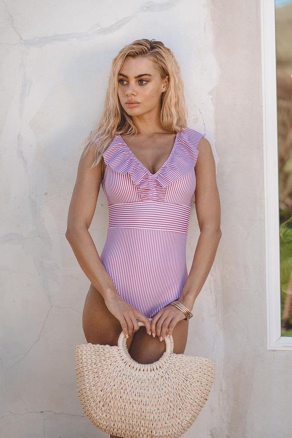 Costume da bagno a righe retrò da donna