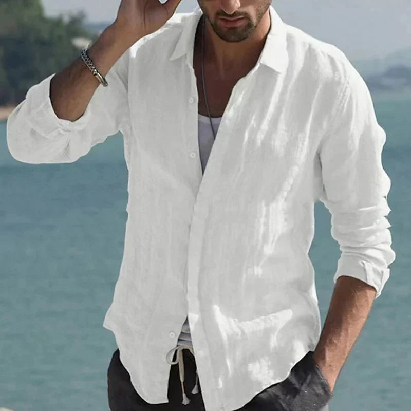 Camicia vintage in lino tinta unita