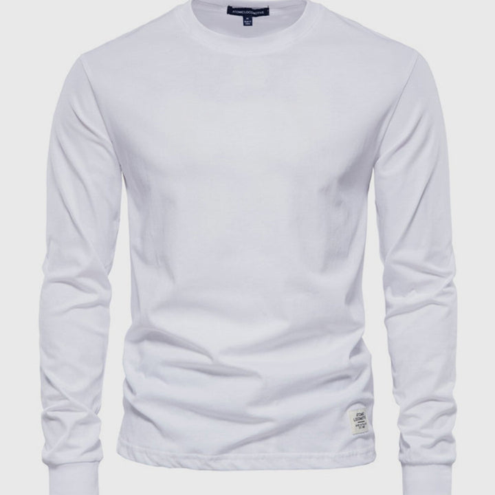 Camicia da uomo in cotone a maniche lunghe con scollo tondo