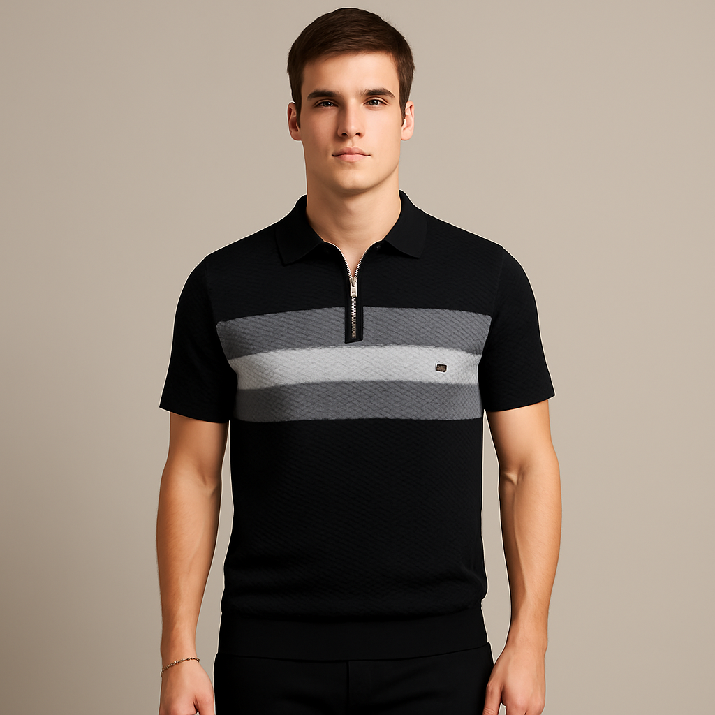 Polo da uomo con motivo a maglia a righe