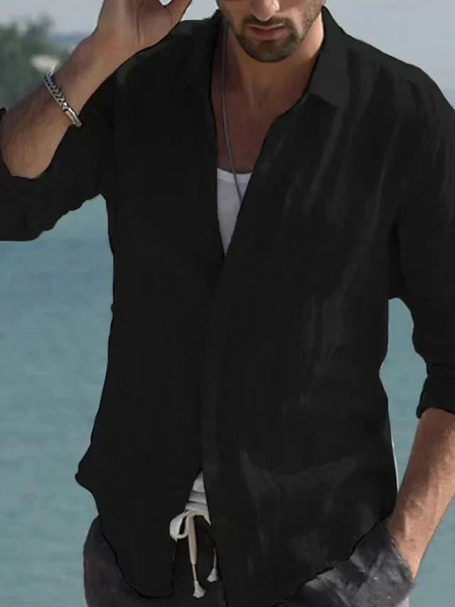 Camicia vintage in lino tinta unita