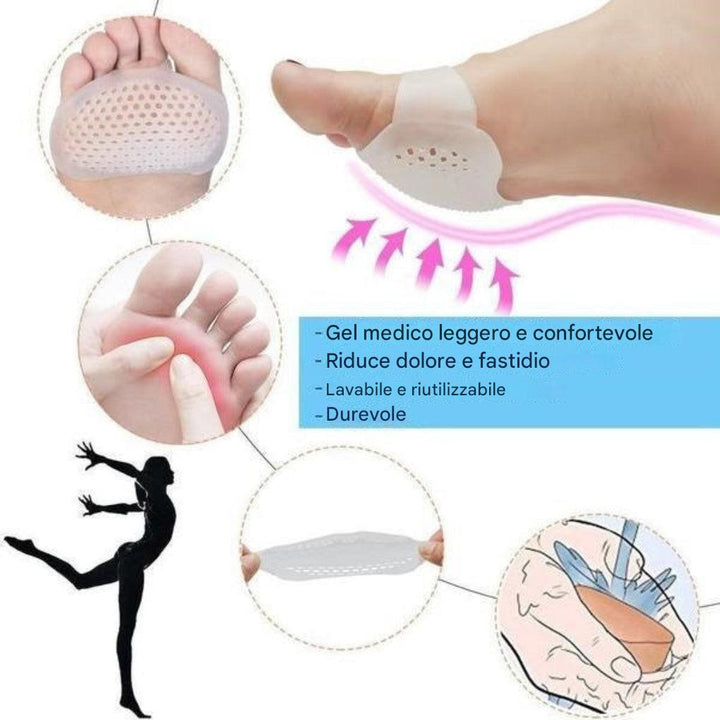 Set di 2 cuscinetti metatarsali in gel traspirante