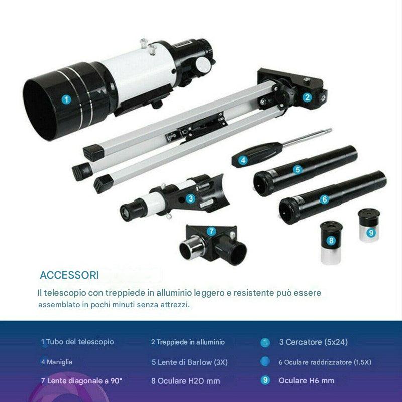 Telescopio professionale da 300/70 mm con treppiede e supporto per telefono