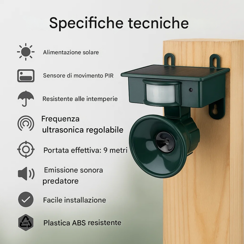 Repellente e spaventapasseri con sensore di movimento di alta qualità