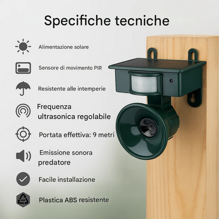 Repellente e spaventapasseri con sensore di movimento di alta qualità