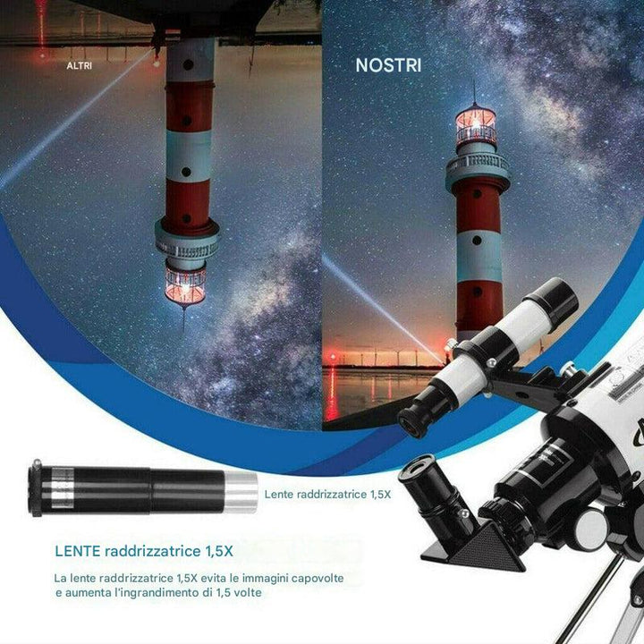 Telescopio professionale da 300/70 mm con treppiede e supporto per telefono