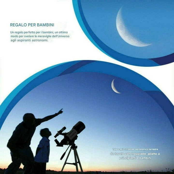 Telescopio professionale da 300/70 mm con treppiede e supporto per telefono